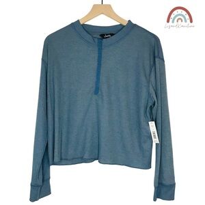 New! Justify Thermal Waffle Knit Henley Oversized Long Sleeve Top